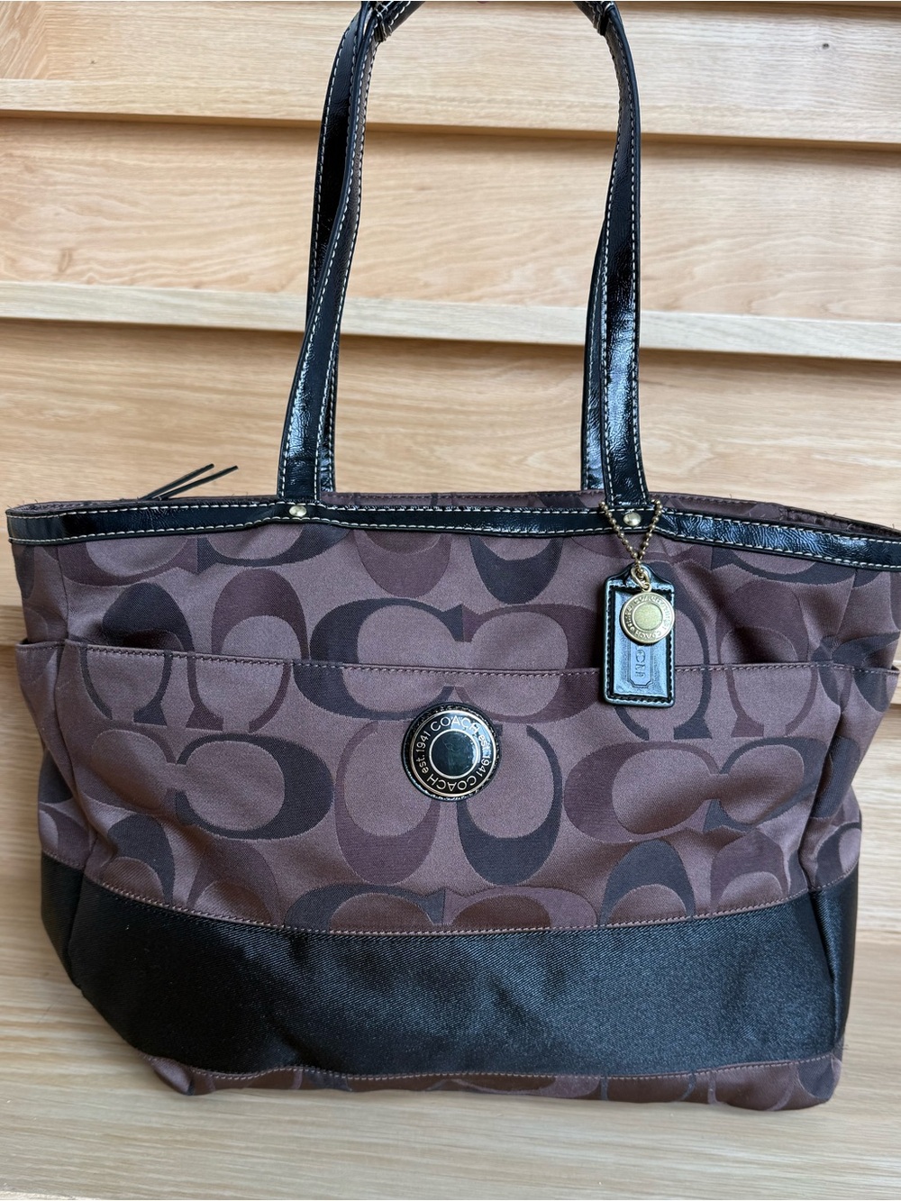 Authentic Coach Brown Signature Tote Bag